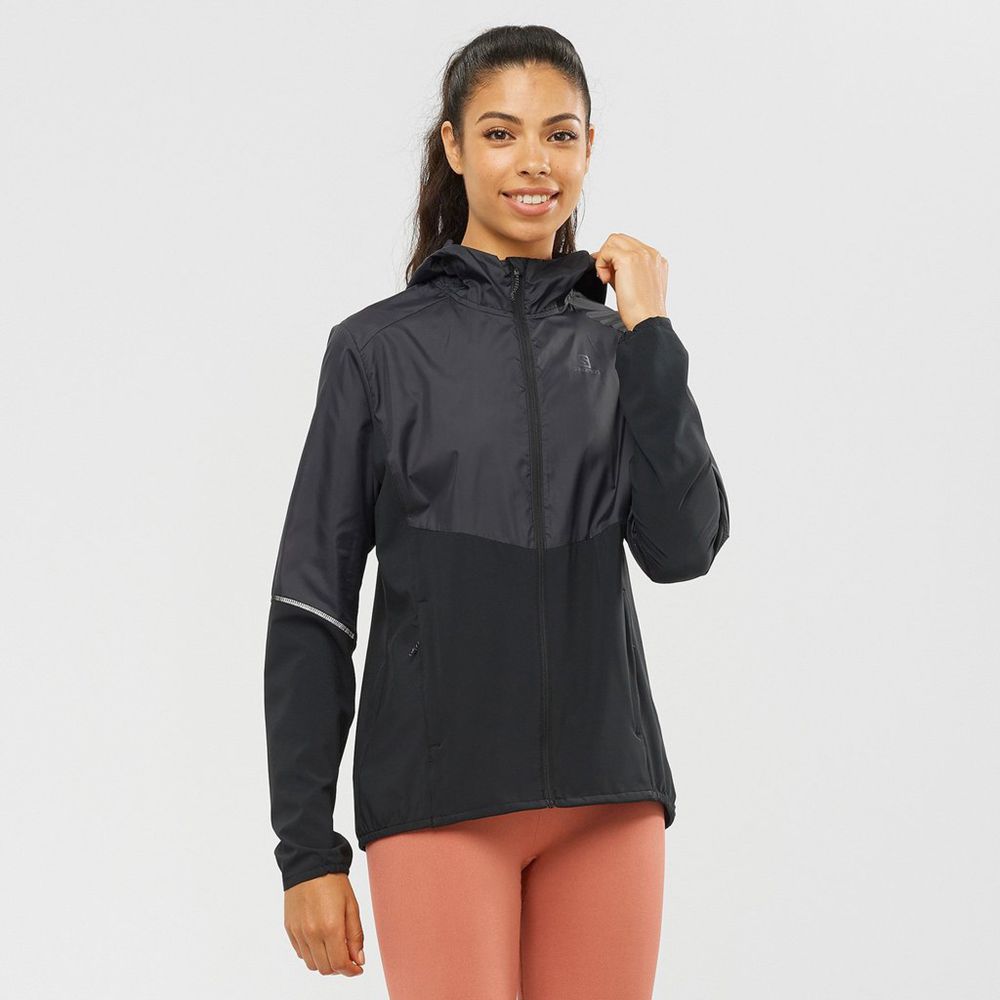 Dámské Bundy Salomon AGILE FULL ZIP HOODIE Černé | OTB-143279