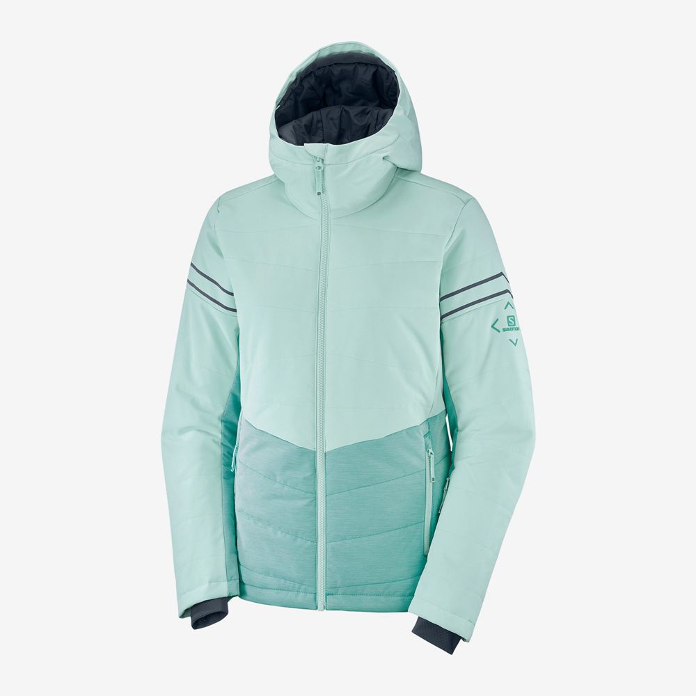 Dámské Bundy Salomon EDGE Woinsulated Hoodie Ski Mátově Zelená | RPE-652704