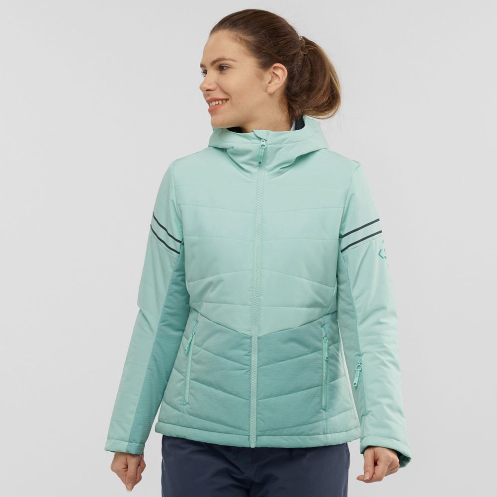 Dámské Bundy Salomon EDGE Woinsulated Hoodie Ski Mátově Zelená | RPE-652704