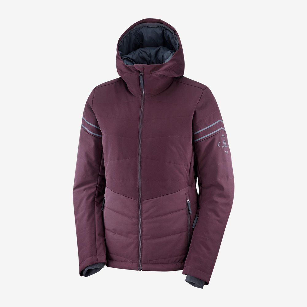 Dámské Bundy Salomon EDGE Woinsulated Jacket Hoodie Ski Vínové | NUX-853027