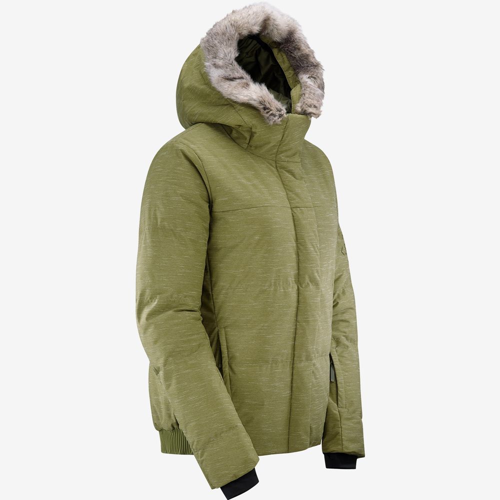 Dámské Bundy Salomon SNUGGLY WARM W Ski Olivy Zelené Zelene | VAR-812960