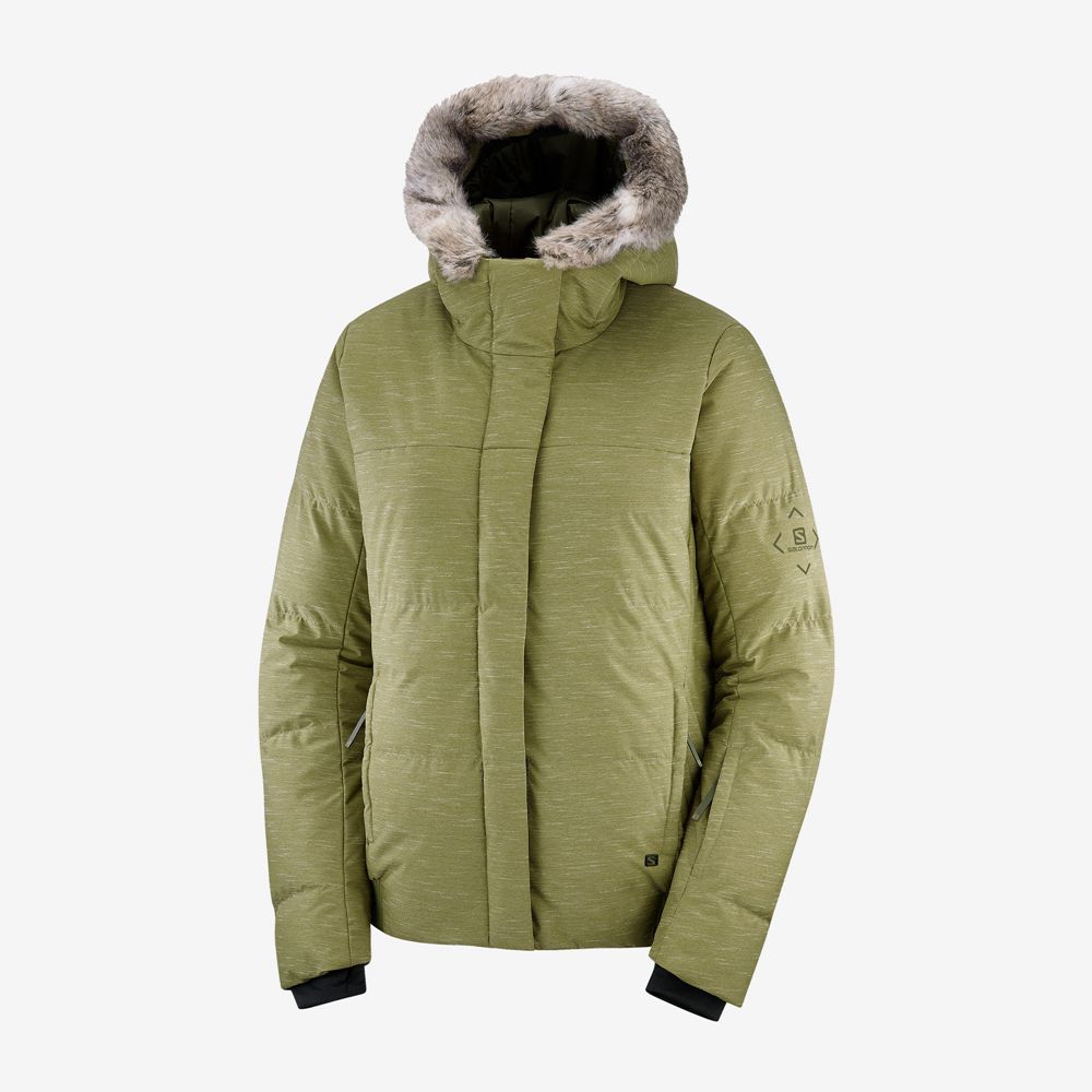 Dámské Bundy Salomon SNUGGLY WARM W Ski Olivy Zelené Zelene | VAR-812960