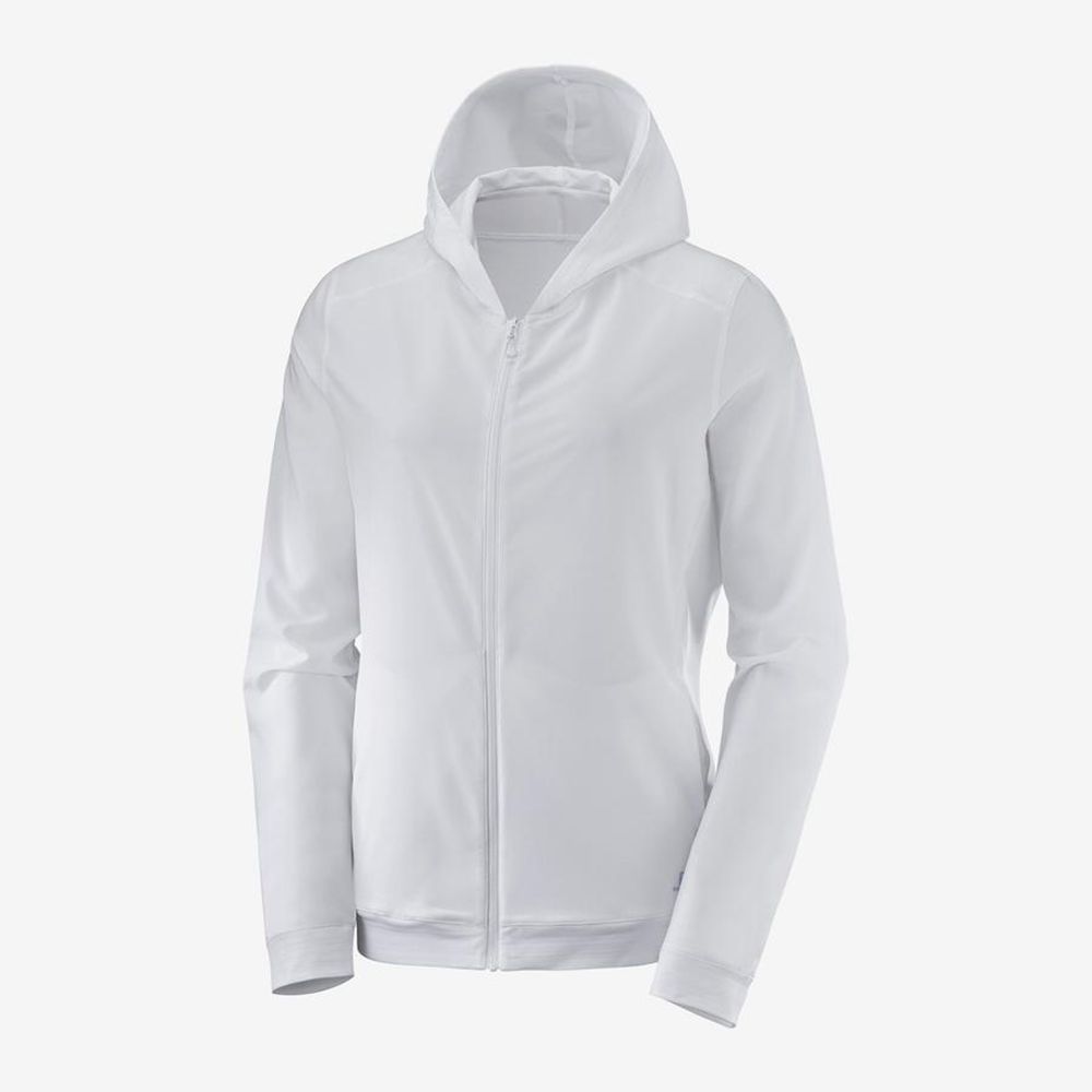 Dámské Mezivrstvy Salomon COMET FULL-ZIP HOODED Bílé | BYR-278950