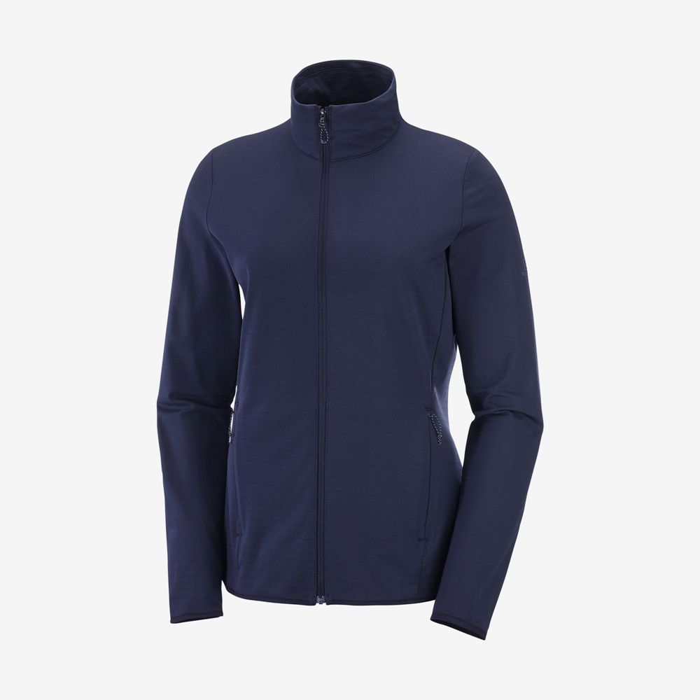 Dámské Mezivrstvy Salomon ESSENTIAL LIGHTWARM Full Zip Jacket Tmavě Blankyt | DJF-157923