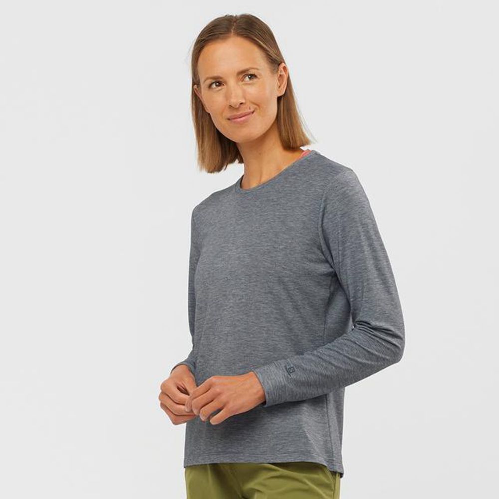 Dámské Mezivrstvy Salomon ESSENTIAL LONG SLEEVE Černé | TJW-024697