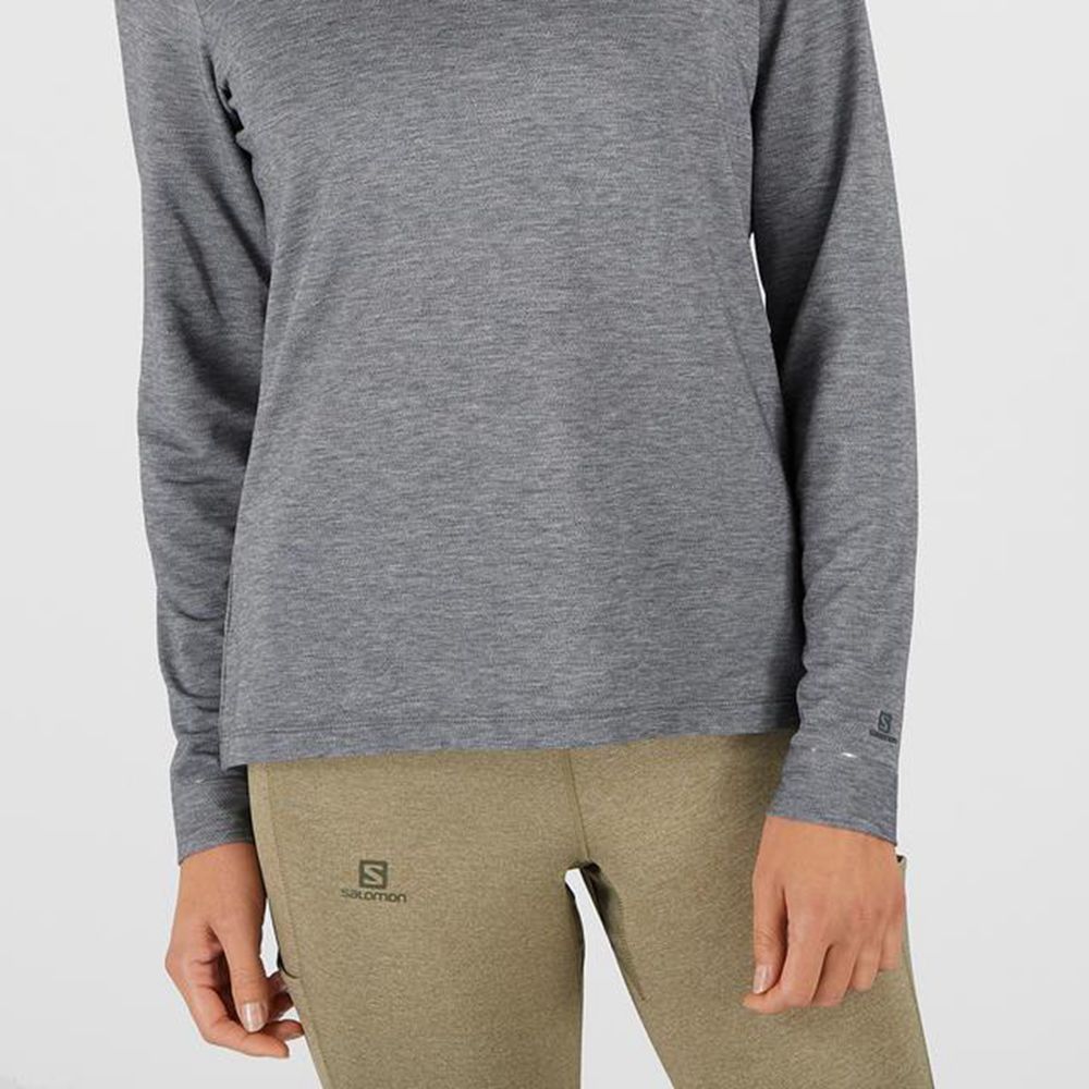 Dámské Mezivrstvy Salomon ESSENTIAL LONG SLEEVE Černé | TJW-024697