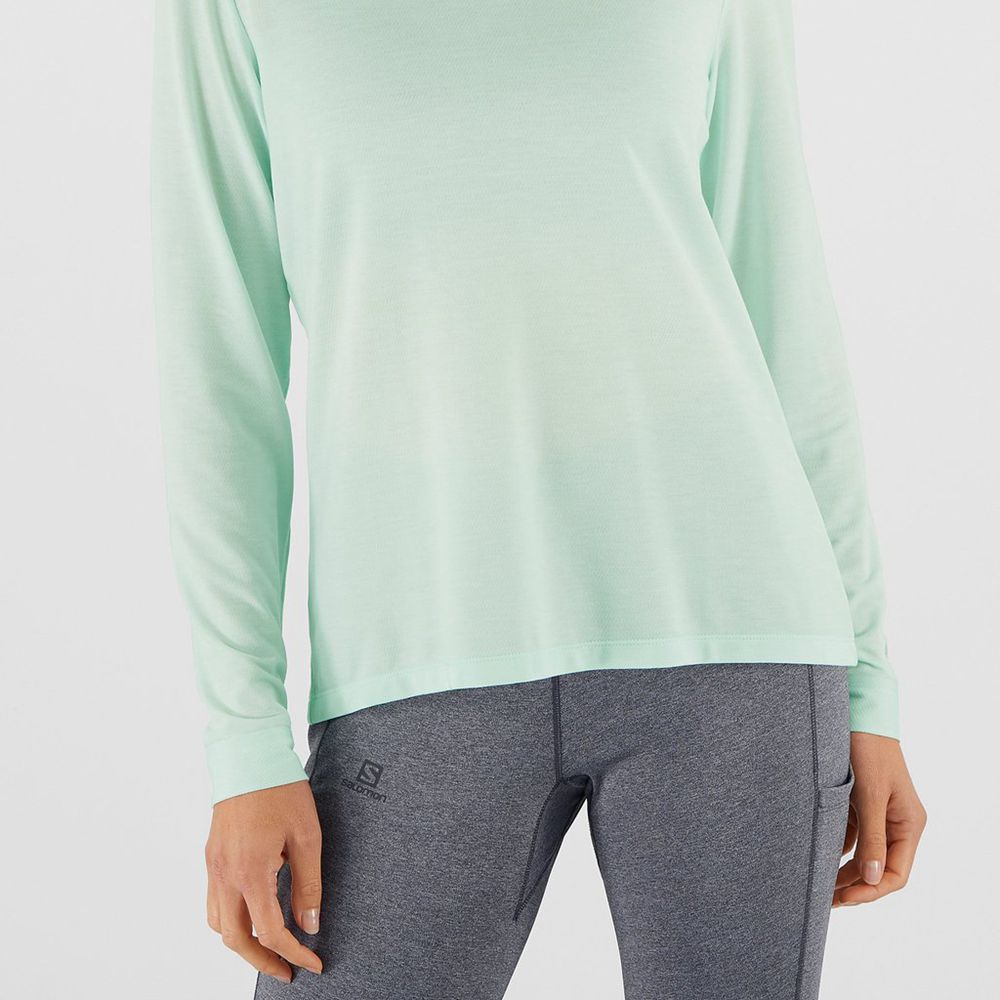 Dámské Mezivrstvy Salomon ESSENTIAL LONG SLEEVE Černé | TJW-024697