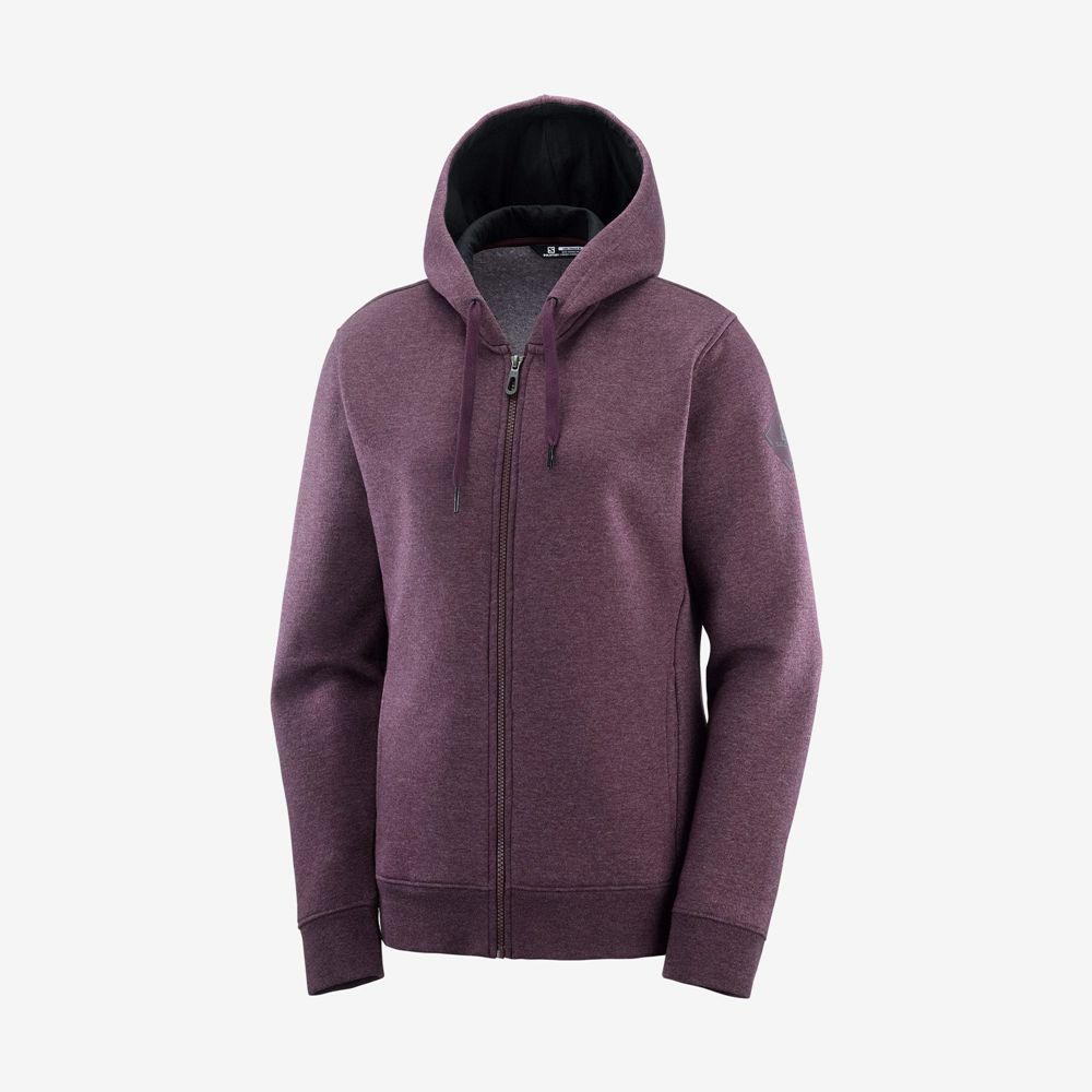 Dámské Mezivrstvy Salomon ESSENTIAL WARM Jacket Hoodie Vínové | JAW-403126