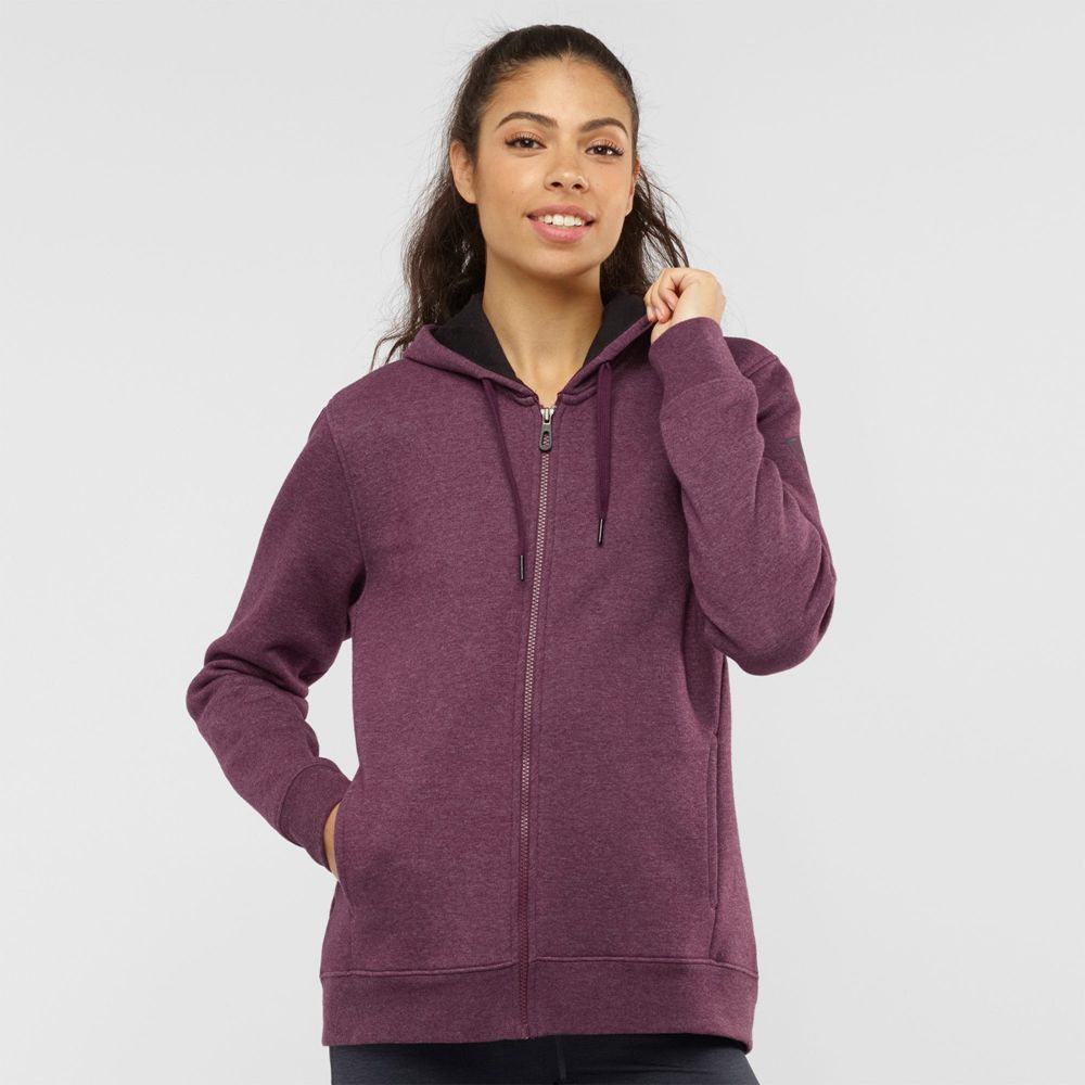 Dámské Mezivrstvy Salomon ESSENTIAL WARM Jacket Hoodie Vínové | JAW-403126