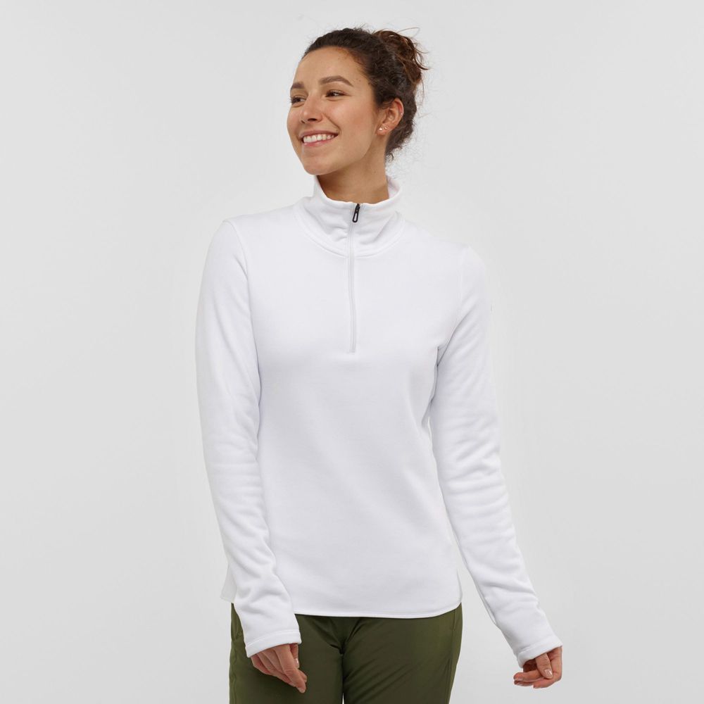 Dámské Mezivrstvy Salomon WARM AMBITION HALF ZIP W Half Zip Jacket Bílé | LRK-986237