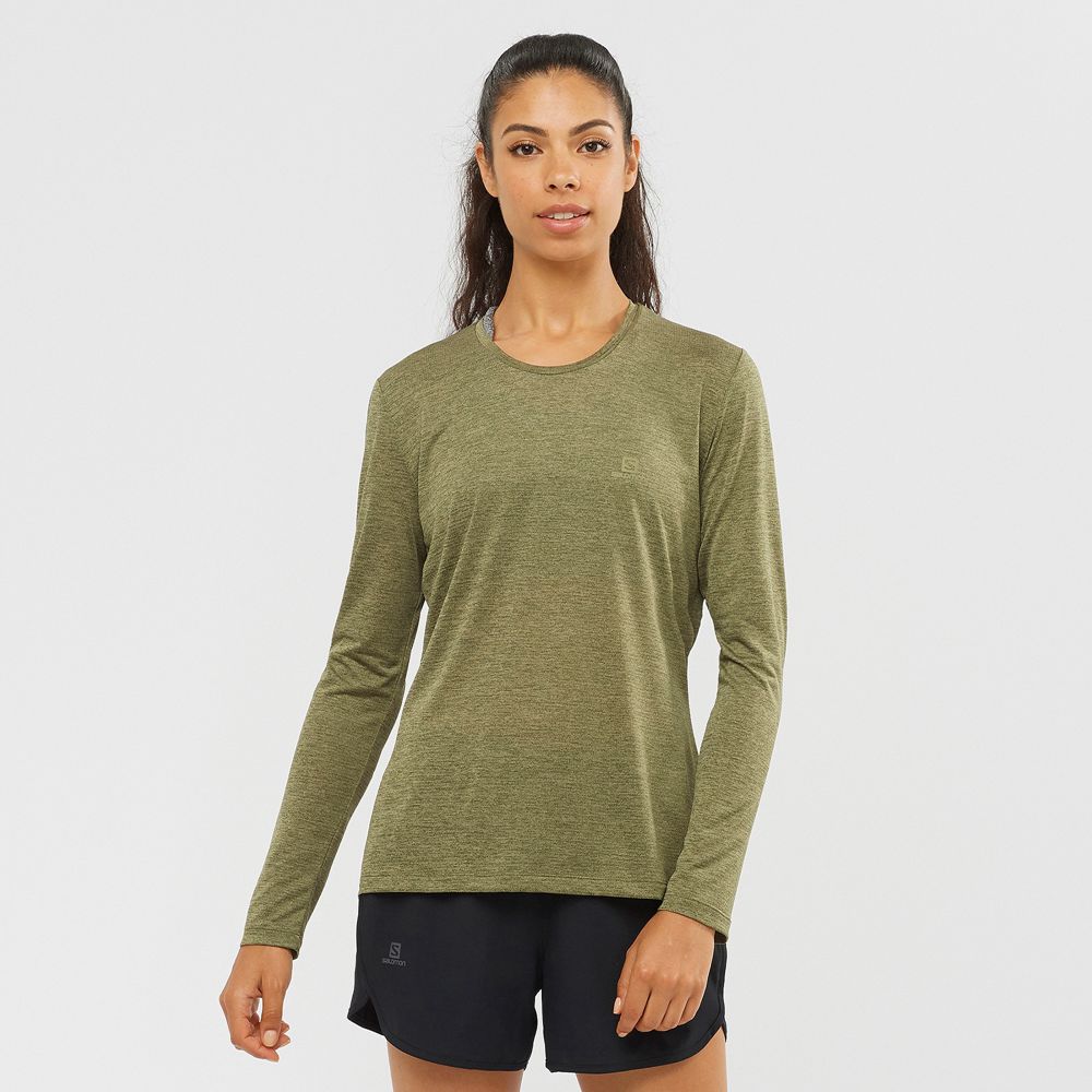 Dámské Tričko Salomon AGILE Long Sleeve Olivy Zelené | STQ-840935