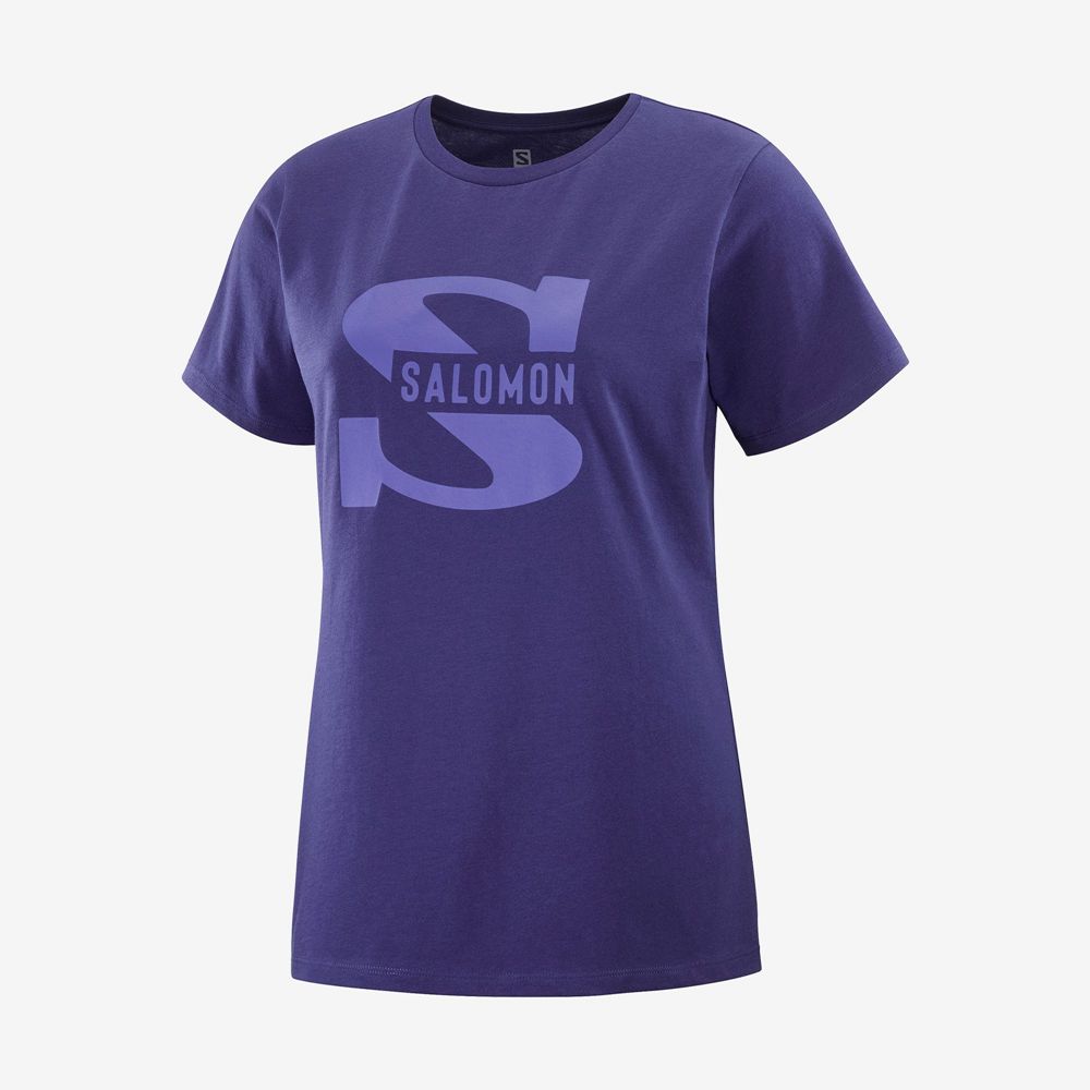 Dámské Tričko Salomon OUTLIFE BIG LOGO Krátké Sleeve Fialové | FAB-491835