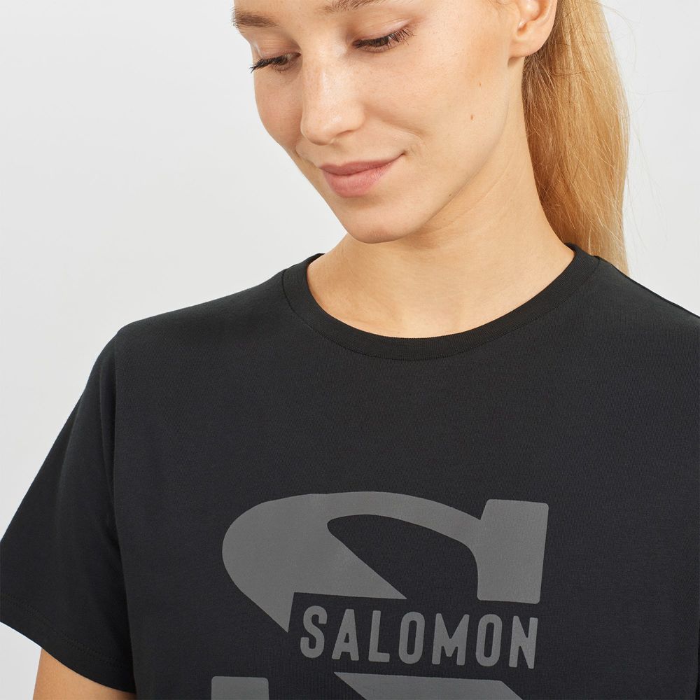 Dámské Tričko Salomon OUTLIFE BIG LOGO Krátké Sleeve Černé | FHM-709283