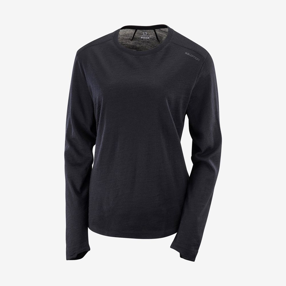 Dámské Tričko Salomon OUTLIFE MERINO LS W Long Sleeve Černé | FOB-056782