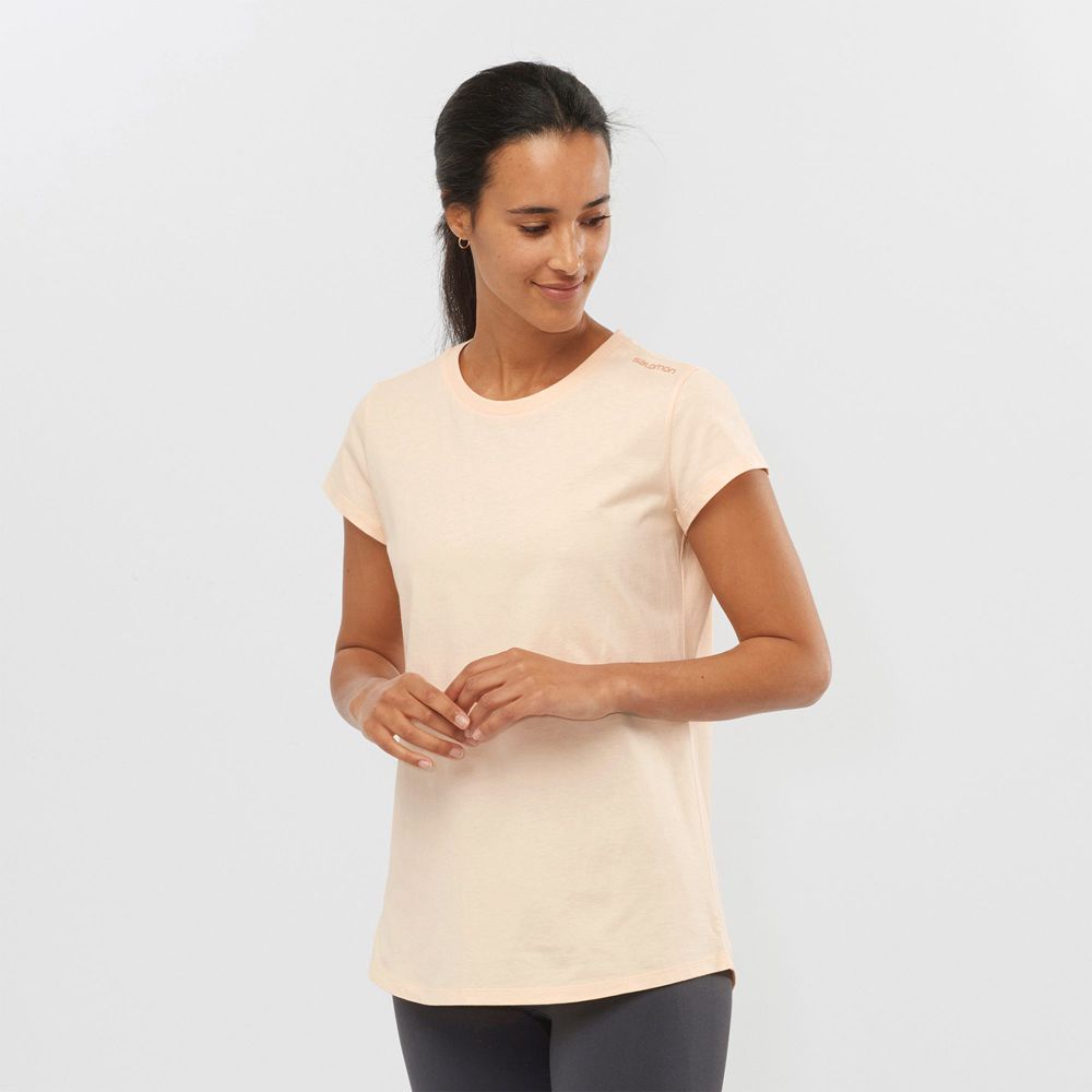 Dámské Tričko Salomon OUTLIFE SCOOP HEM W Krátké Sleeve Béžový | XJY-704591