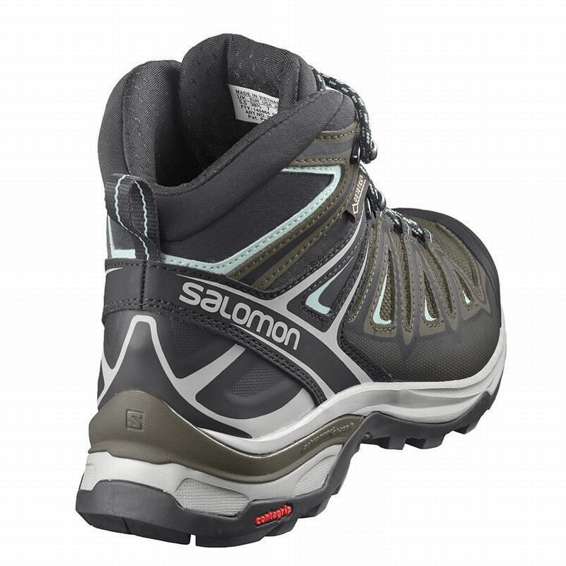 Dámské Turistické Boty Salomon X ULTRA 3 MID GORE-TEX Olivy Zelené Černé | PXY-328715