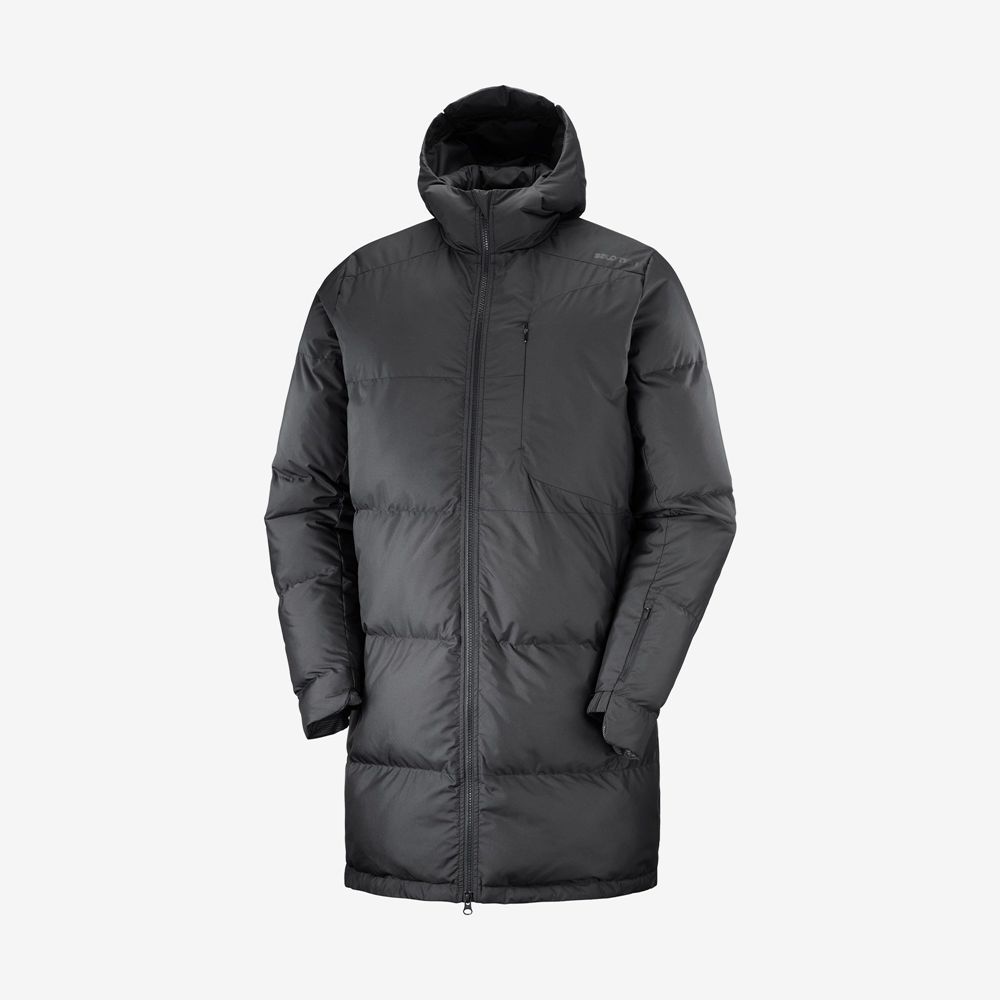 Pánské Bundy Salomon OUTLIFE PACKABLE LONG PUFFER JKT U Insulated Černé | SJY-102749