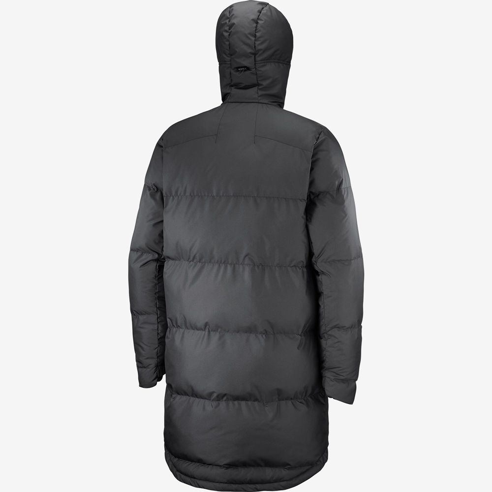 Pánské Bundy Salomon OUTLIFE PACKABLE LONG PUFFER JKT U Insulated Černé | SJY-102749