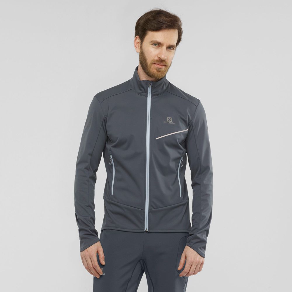 Pánské Bundy Salomon RS SOFTSHELL JKT M Cross-Country Skiing Tmavě | NTC-460182