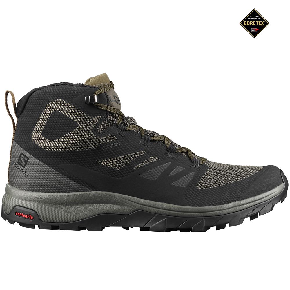 Pánské Běžecké Boty Salomon OUTLINE MID GORE-TEX Černé | TIK-576293