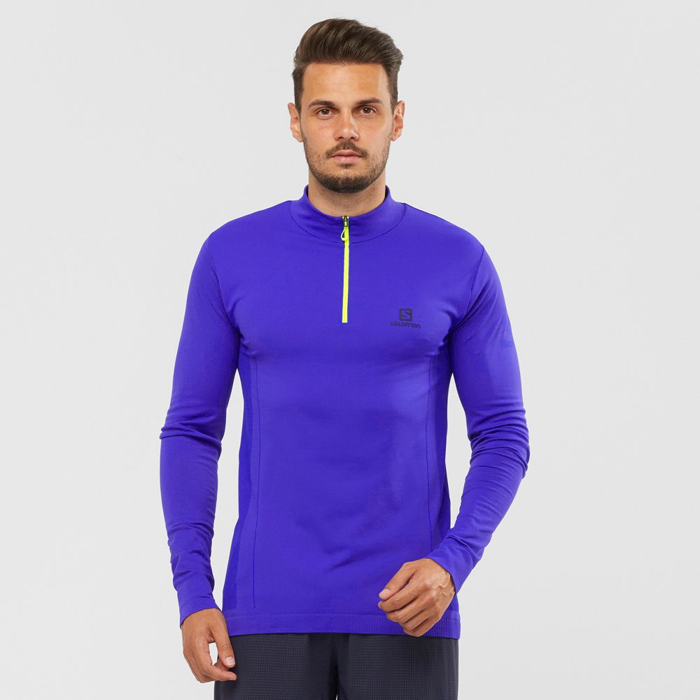 Pánské Mezivrstvy Salomon ESSENTIAL SEAMLESS Cross-Country Skiing Blankyt | DMT-782930