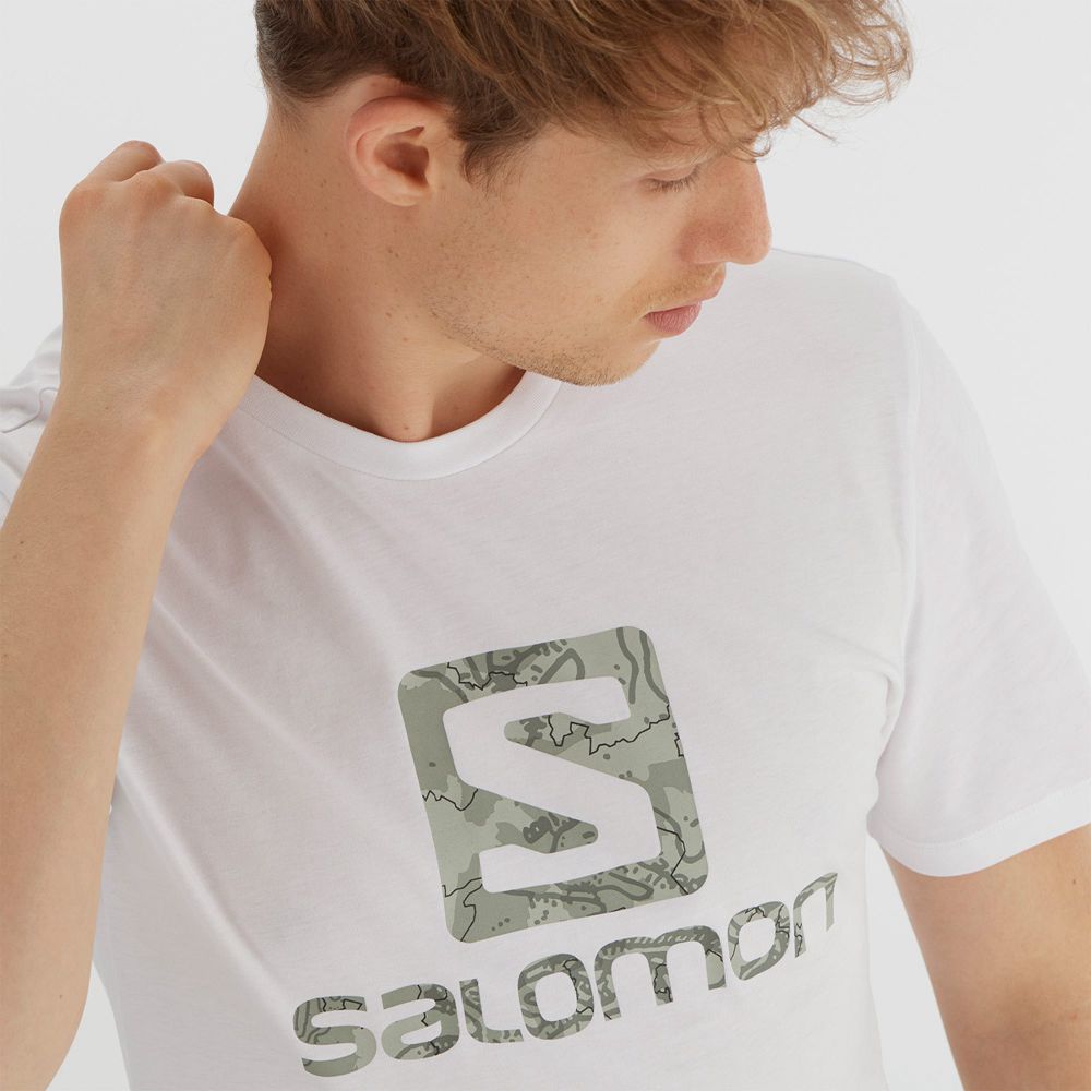 Pánské Tričko Salomon OUTLIFE LOGO Krátké Sleeve Bílé | IQA-701548