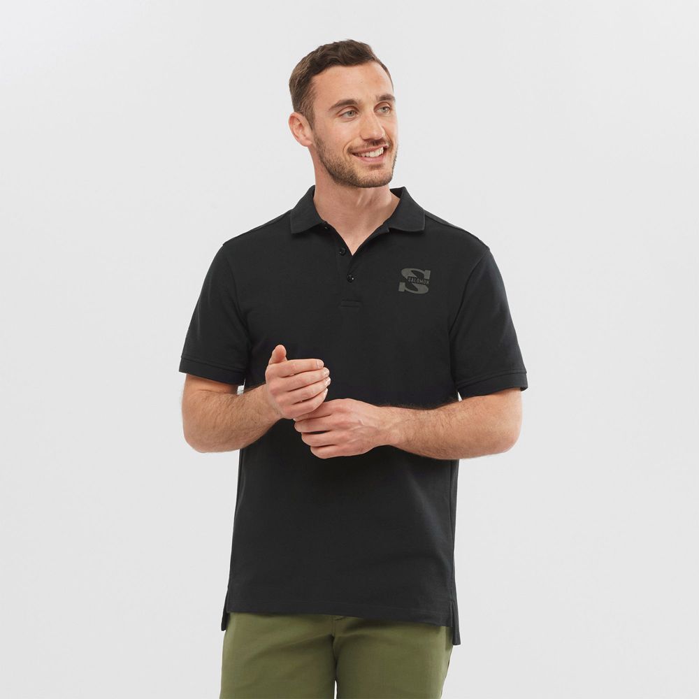 Pánské Tričko Salomon OUTLIFE SS POLO M Krátké Sleeve Černé | GYH-648127