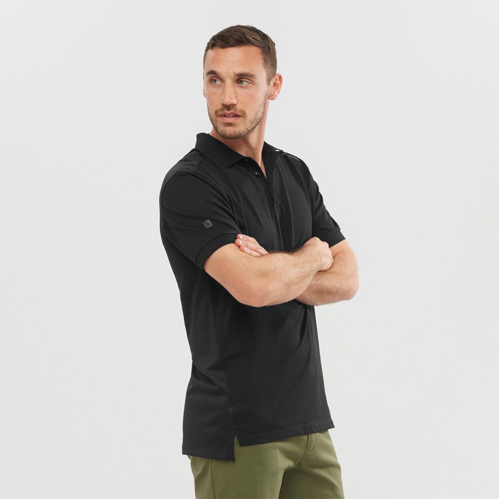 Pánské Tričko Salomon OUTLIFE TECH POLO M Krátké Sleeve Černé | MVI-735208