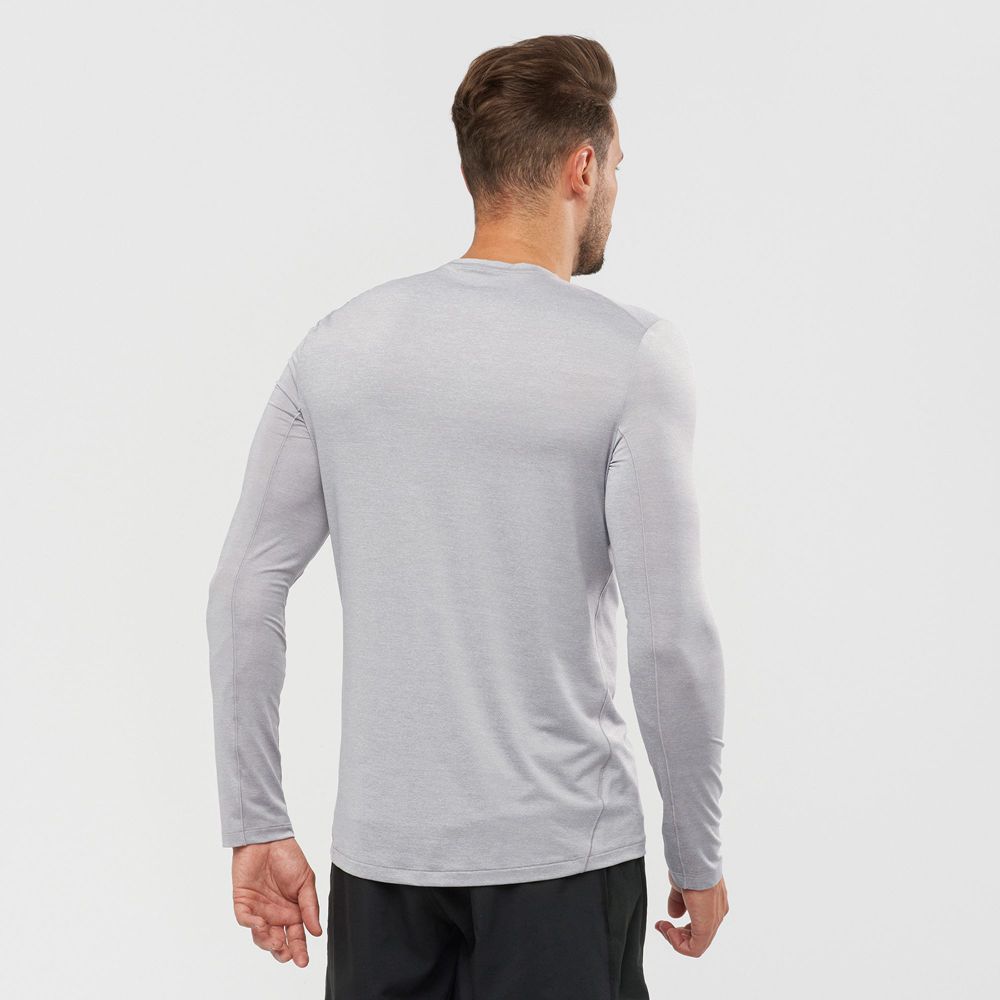 Pánské Tričko Salomon OUTLINE Long Sleeve Stříbrné | PFZ-864175