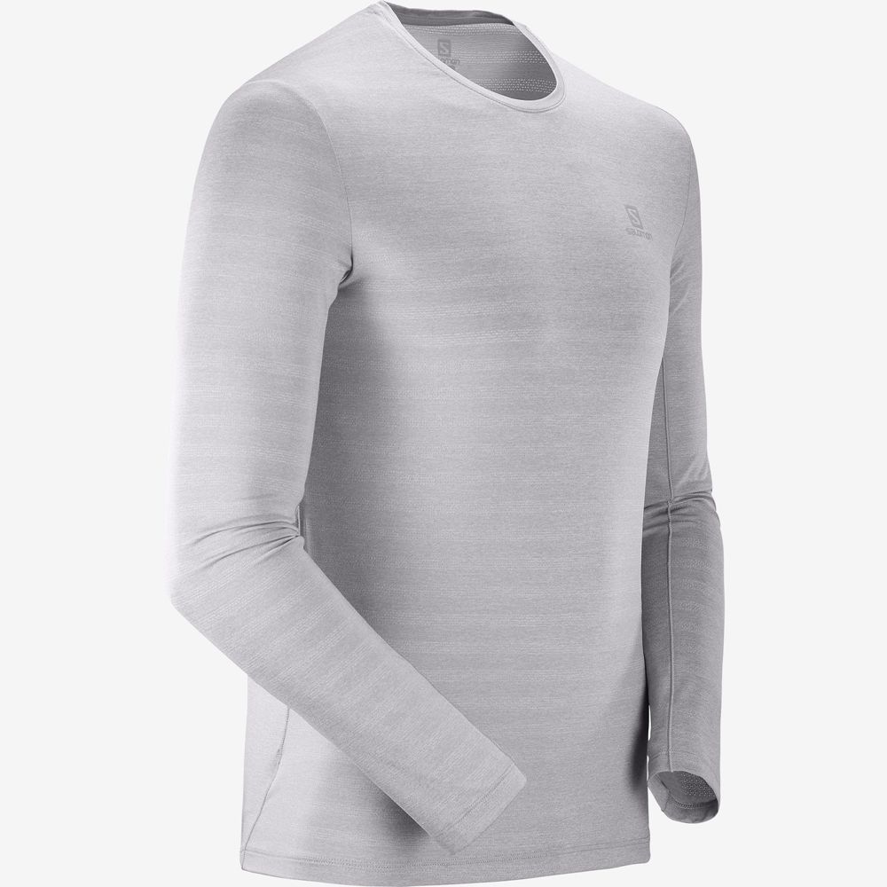 Pánské Tričko Salomon OUTLINE Long Sleeve Stříbrné | PFZ-864175