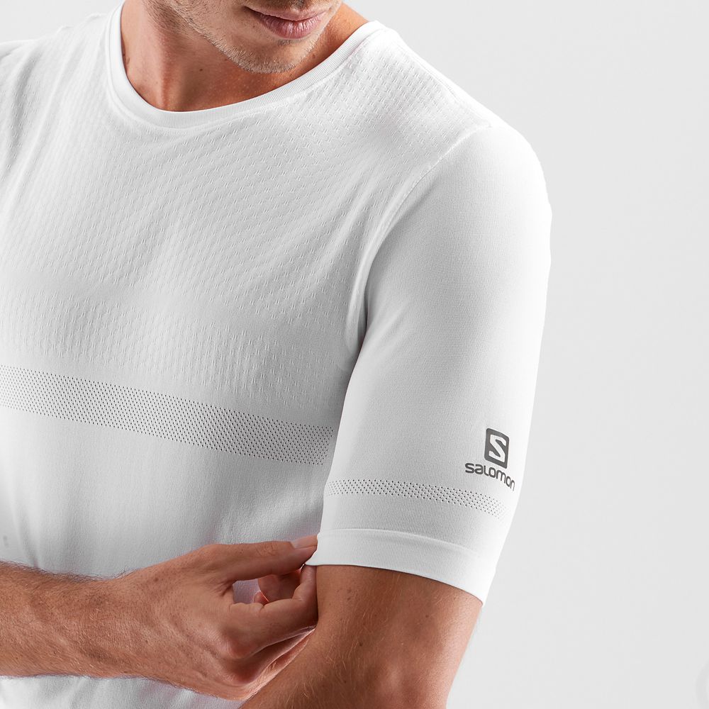 Pánské Tričko Salomon SENSE SEAMLESS M Krátké Sleeve Bílé | PBN-943862