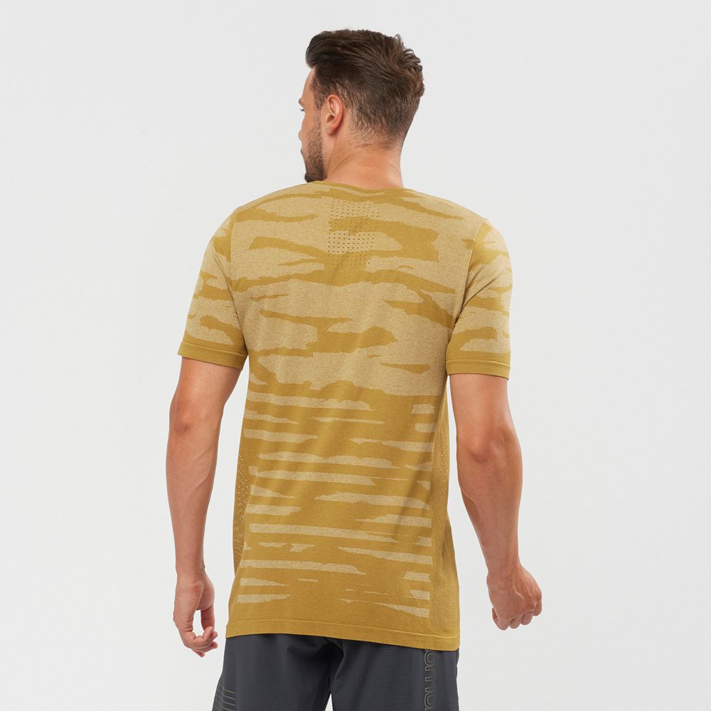 Pánské Tričko Salomon XA CAMO TEE Krátké Sleeve Zlaté | TGV-597210