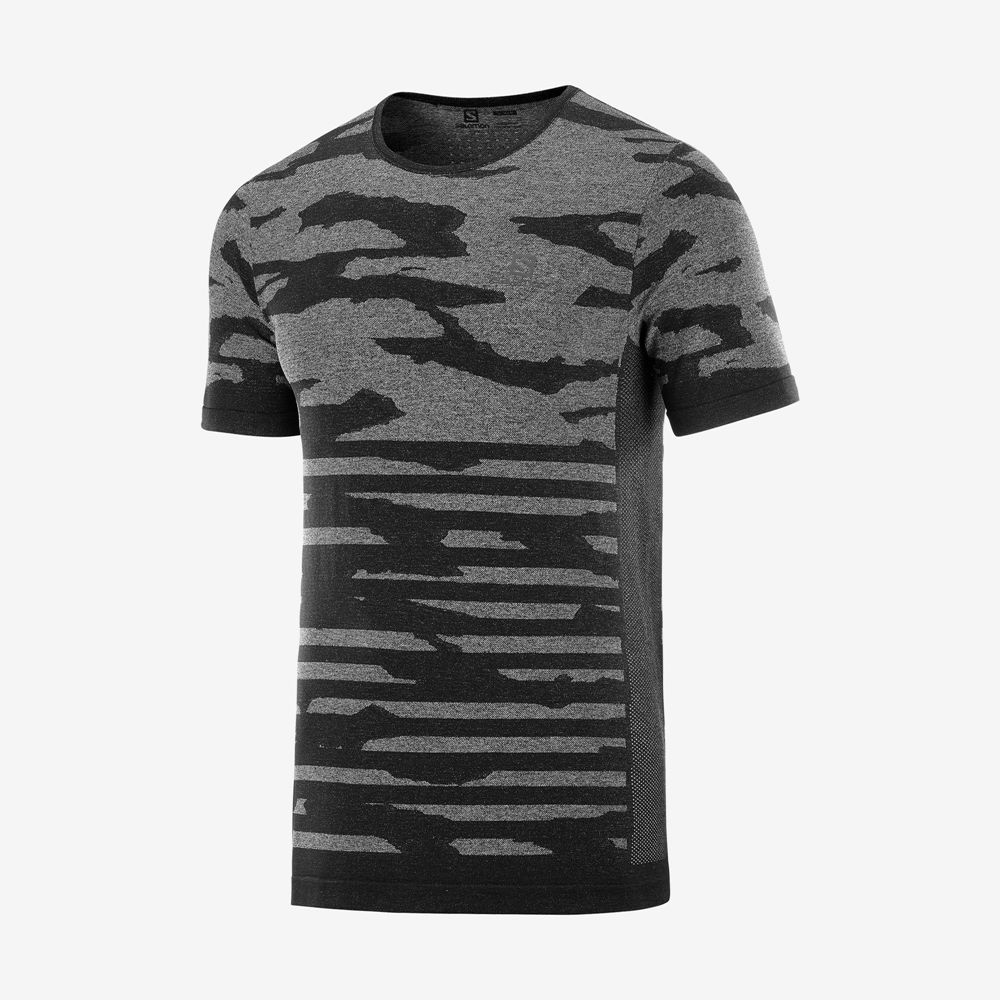 Pánské Tričko Salomon XA CAMO TEE Krátké Sleeve Černé | ZLN-675982