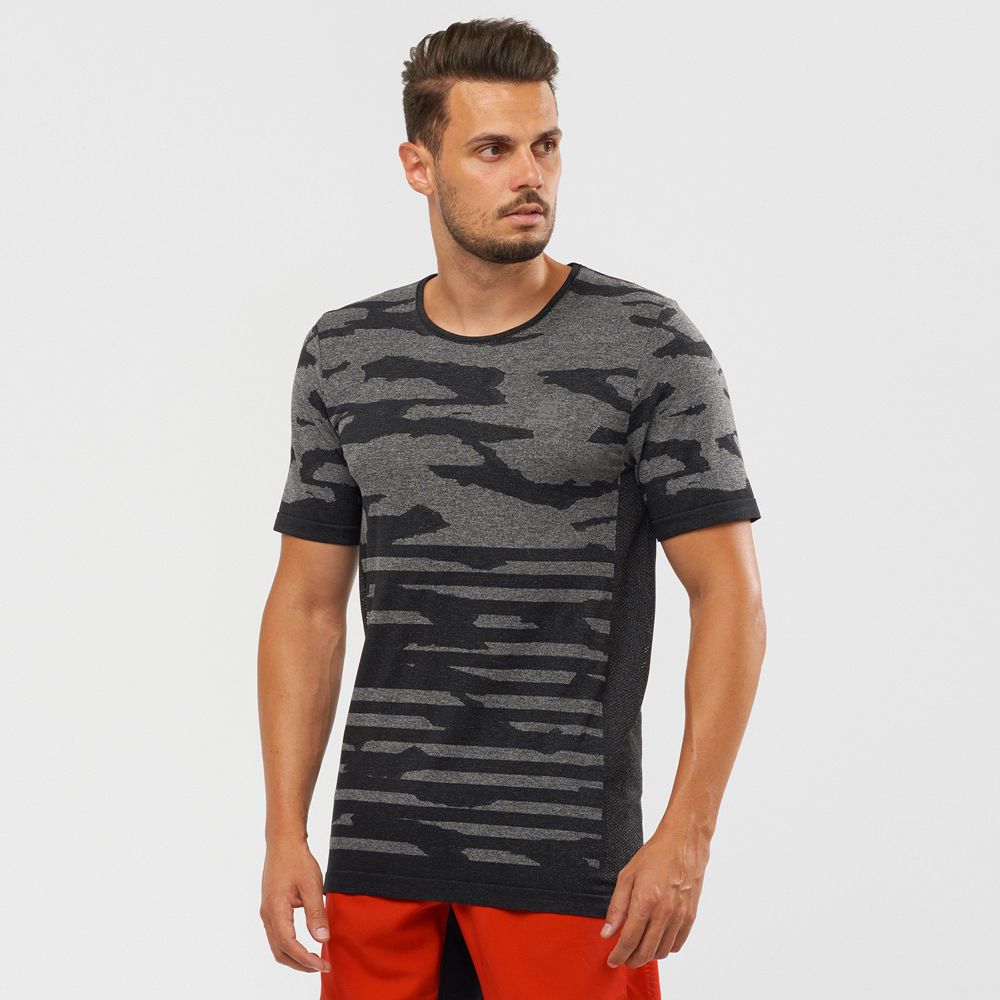 Pánské Tričko Salomon XA CAMO TEE Krátké Sleeve Černé | ZLN-675982