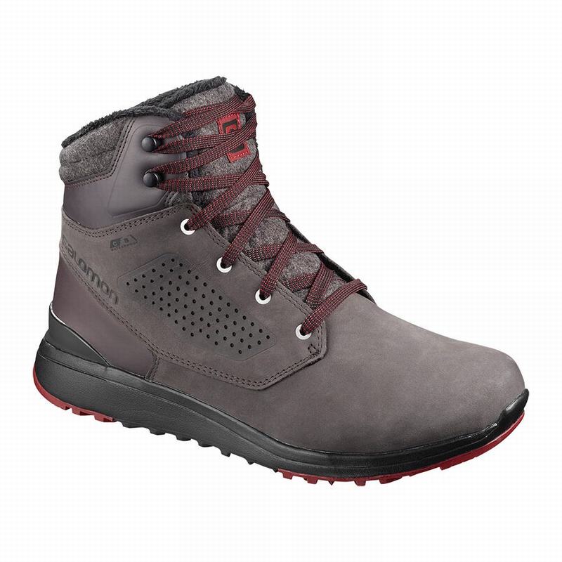 Pánské Zimní Boty Salomon UTILITY CLIMASALOMON WATERPROOF Čokolády Černé | VZB-970142