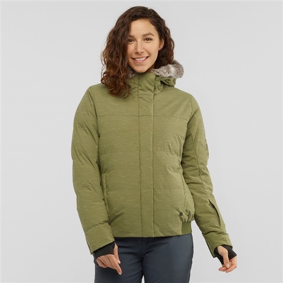 Dámské Bundy Salomon SNUGGLY WARM W Ski Olivy Zelené Zelene | VAR-812960