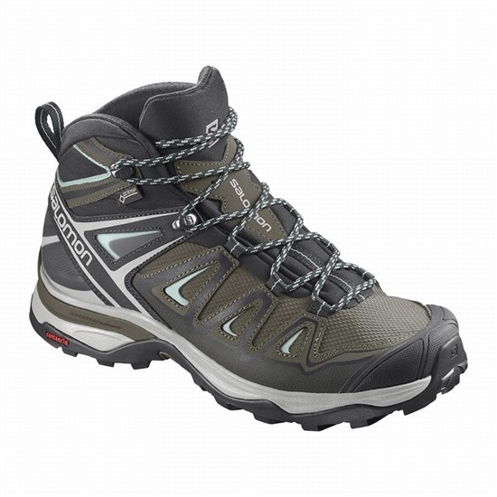 Dámské Turistické Boty Salomon X ULTRA 3 MID GORE-TEX Olivy Zelené Černé | PXY-328715