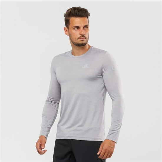 Pánské Tričko Salomon OUTLINE Long Sleeve Stříbrné | PFZ-864175