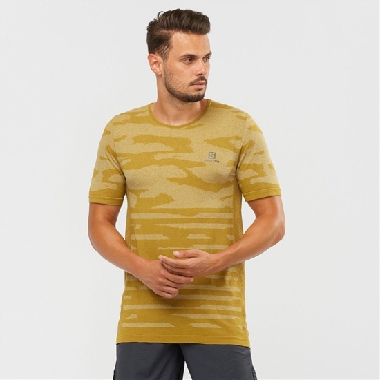 Pánské Tričko Salomon XA CAMO TEE Krátké Sleeve Zlaté | TGV-597210