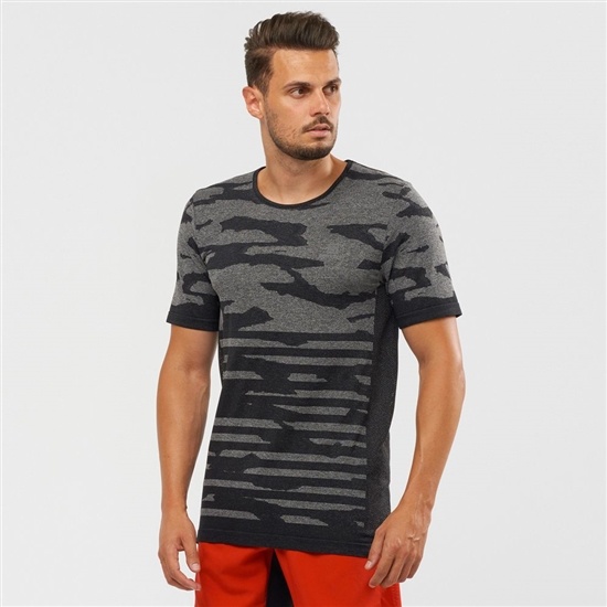 Pánské Tričko Salomon XA CAMO TEE Krátké Sleeve Černé | ZLN-675982